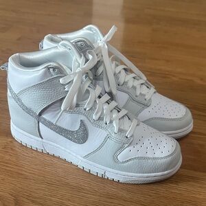 Nike White and Gray High-Top Sneakers